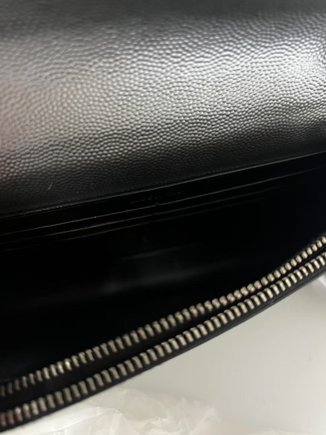 YSL Saint Laurent Kate Medium Silver Metallic Leather Tassel Chain Crossbody Bag