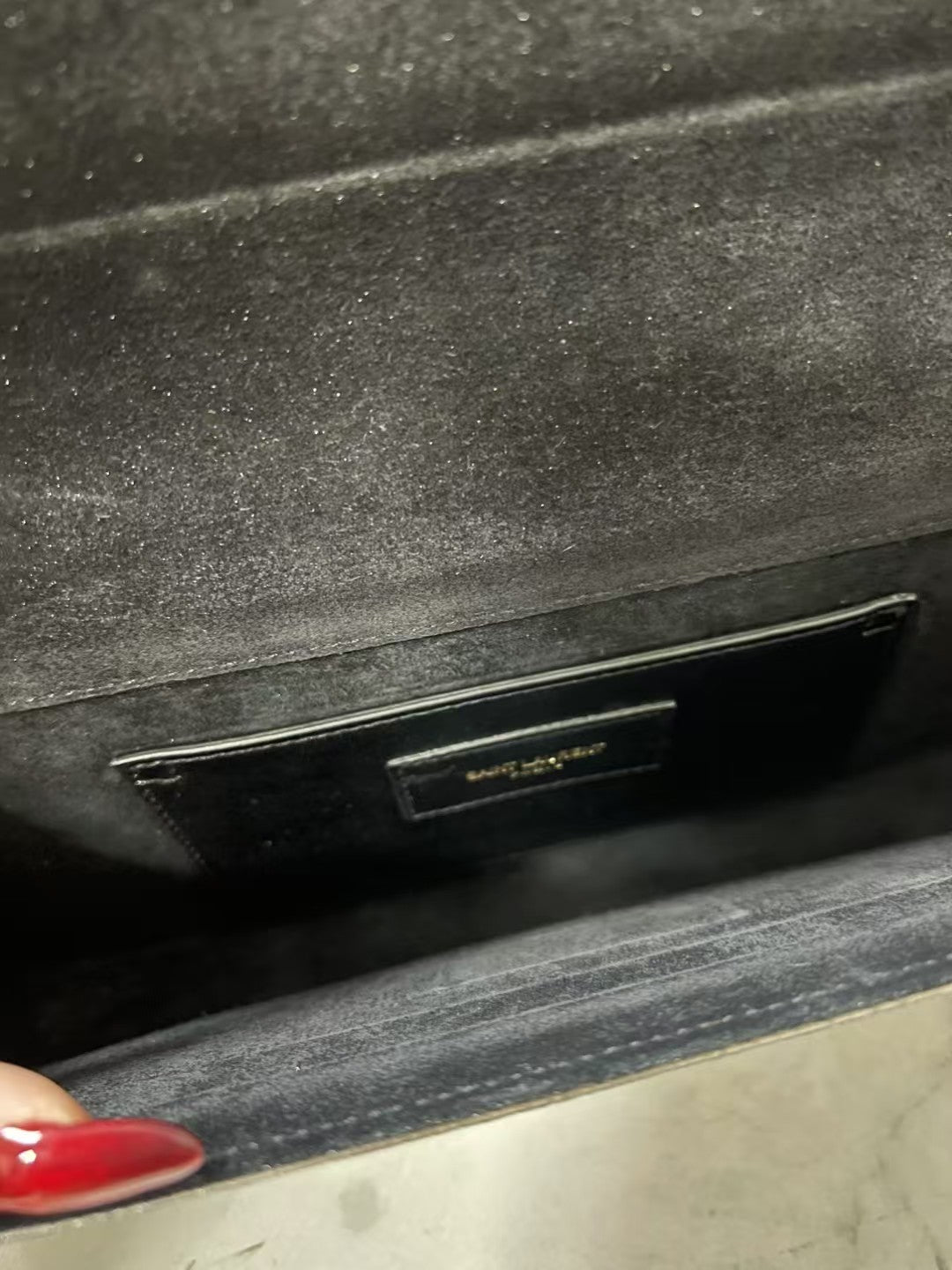 YSL Bellechasse Silver Metallic Leather Clutch Bag