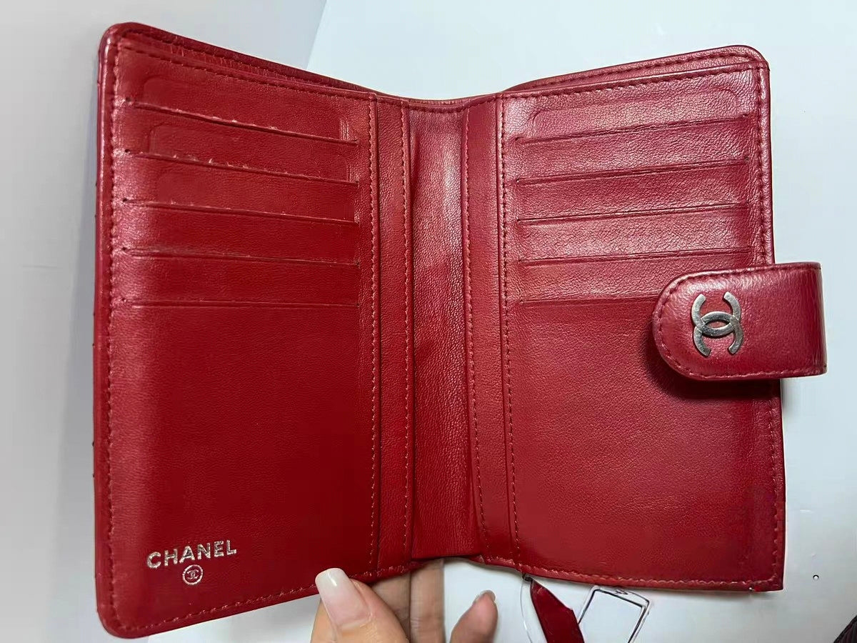 Chanel Classic Red Quilted Lambskin Long Wallet