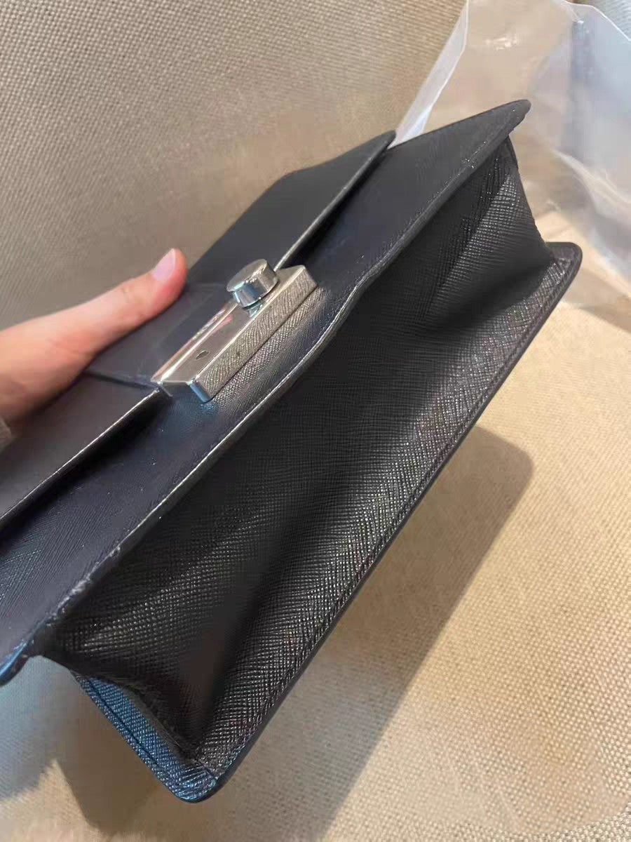 Prada Cahier Black Saffiano Leather Shoulder Bag