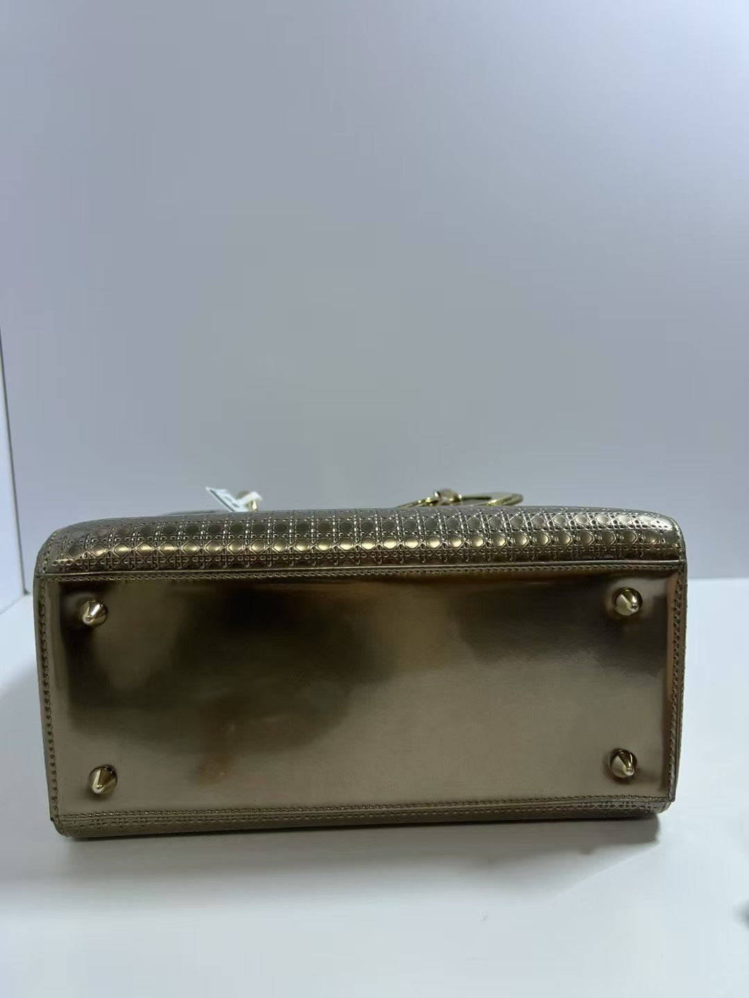 Christian Dior Lady Dior Gold Metallic Cannage Leather HandleBag