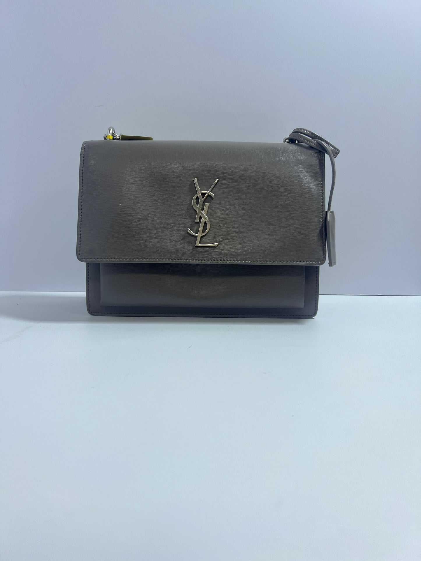 Saint Laurent Sunset Medium Grey Leather Chain Bag