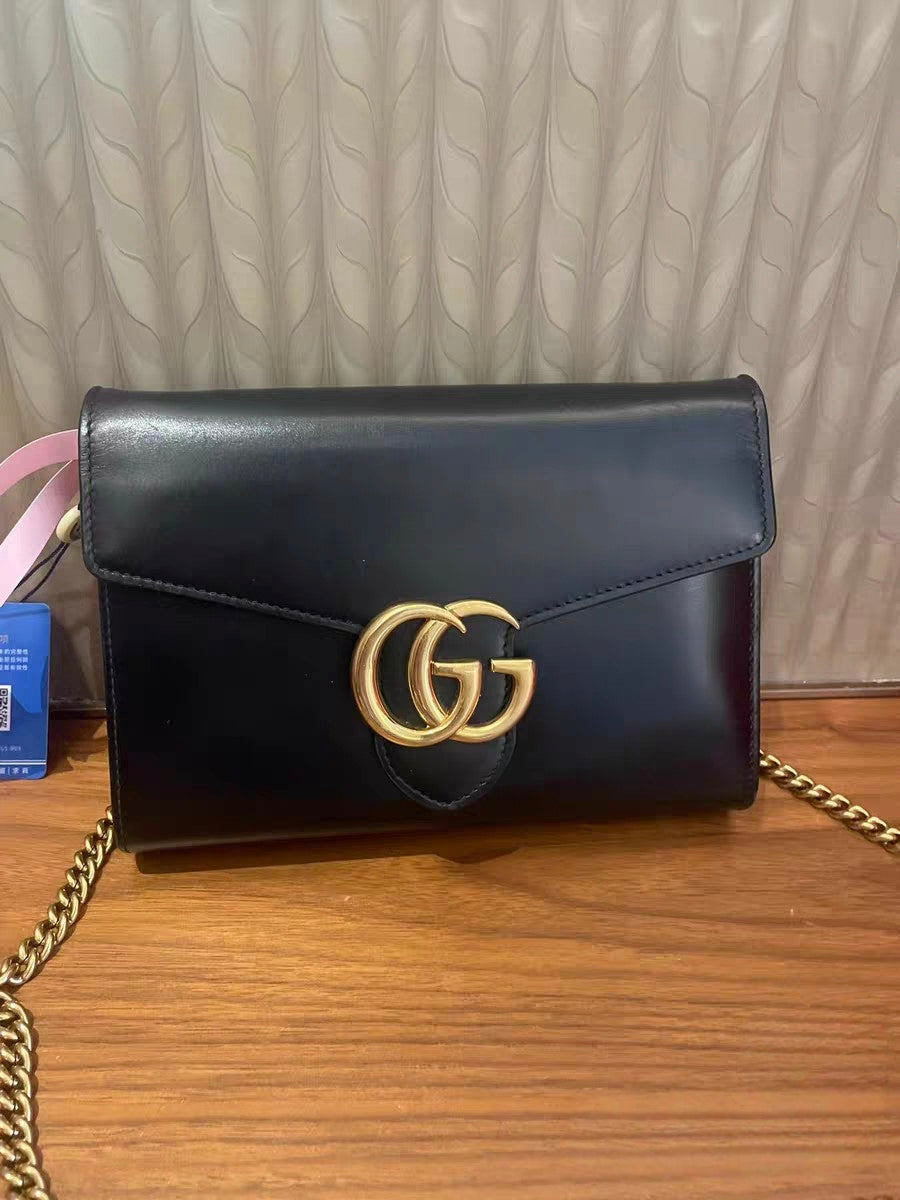 Gucci GG Marmont Black Leather Shoulder Bag / Clutch