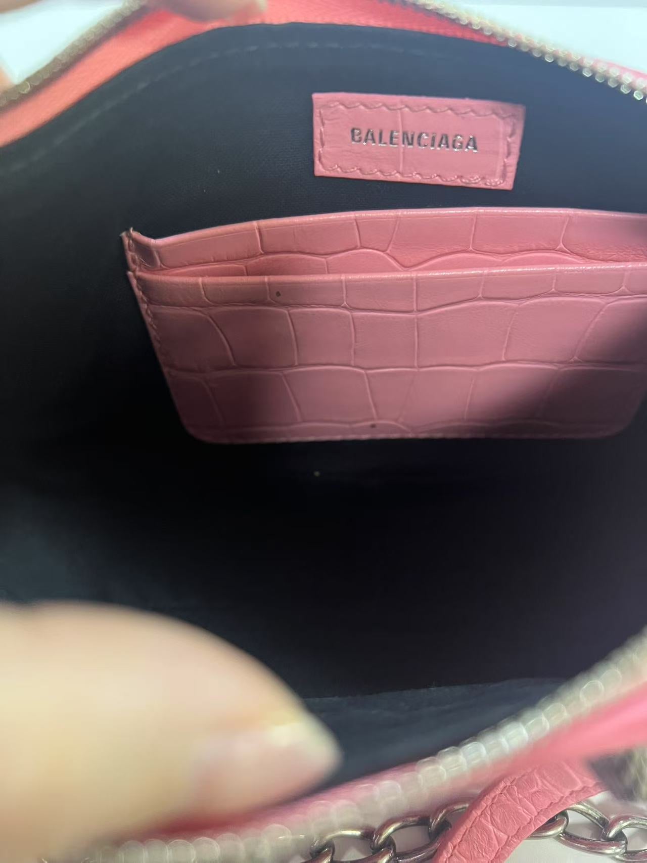 Balenciaga Le Cagole Pink Crocodile-Embossed Leather Shoulder Bag