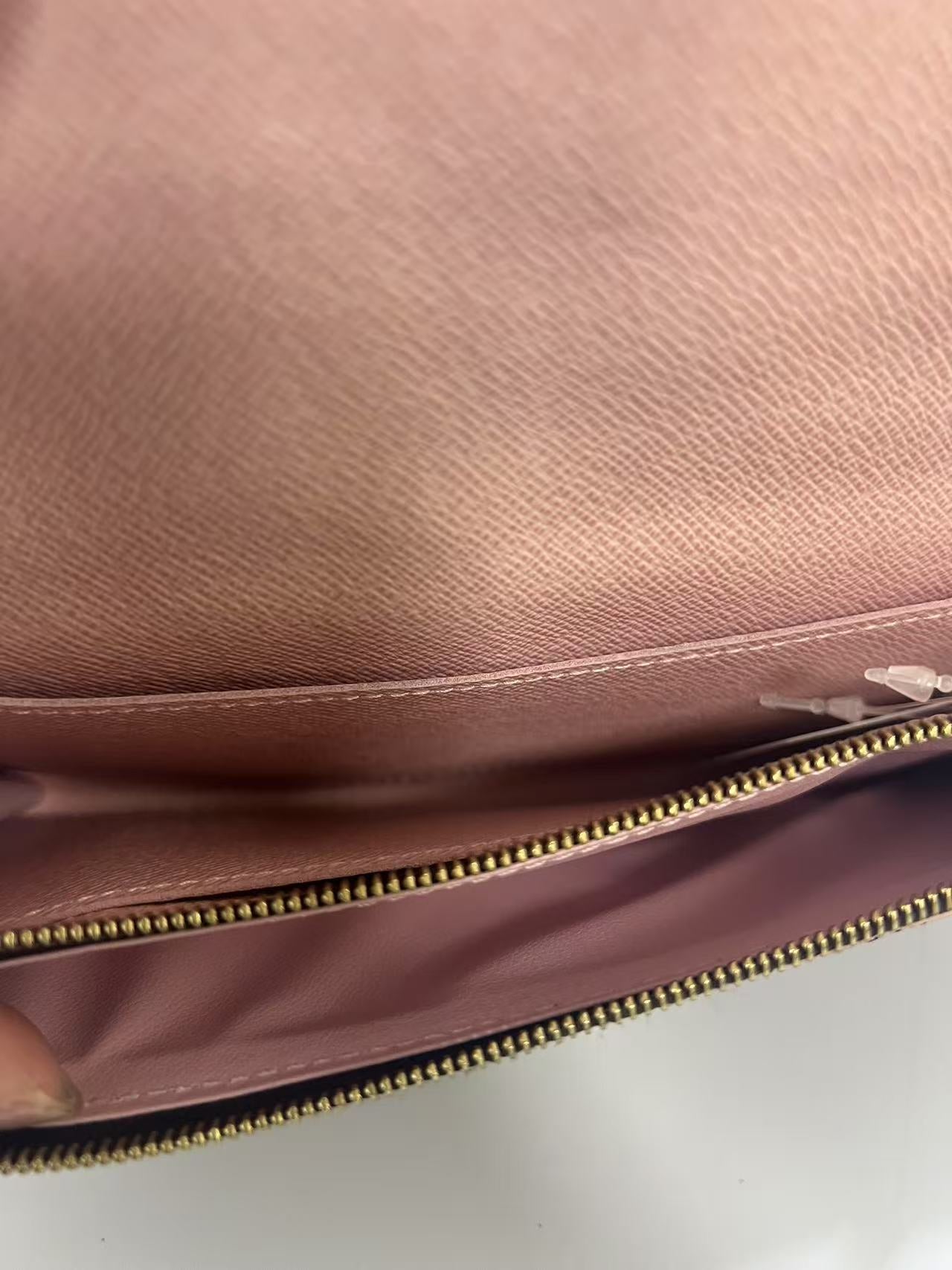 Louis Vuitton Caissa Damier Ebene Rose Ballerine Leather Wallet