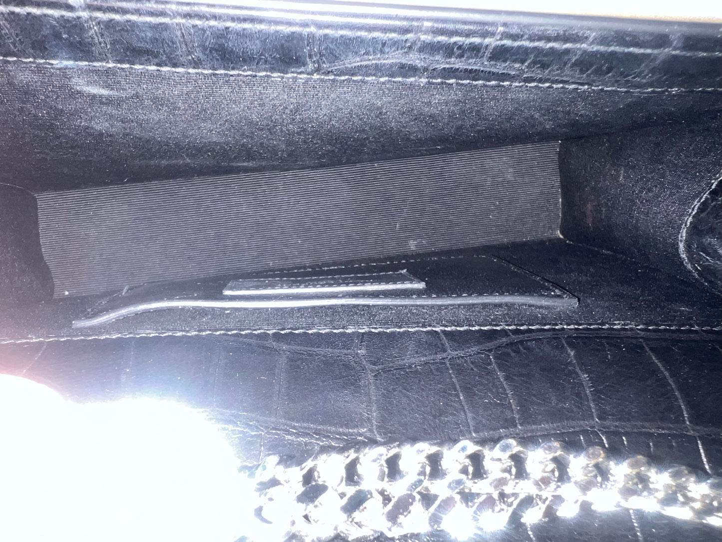 Saint Laurent Kate Medium Black Crocodile-Embossed Leather Chain Bag
