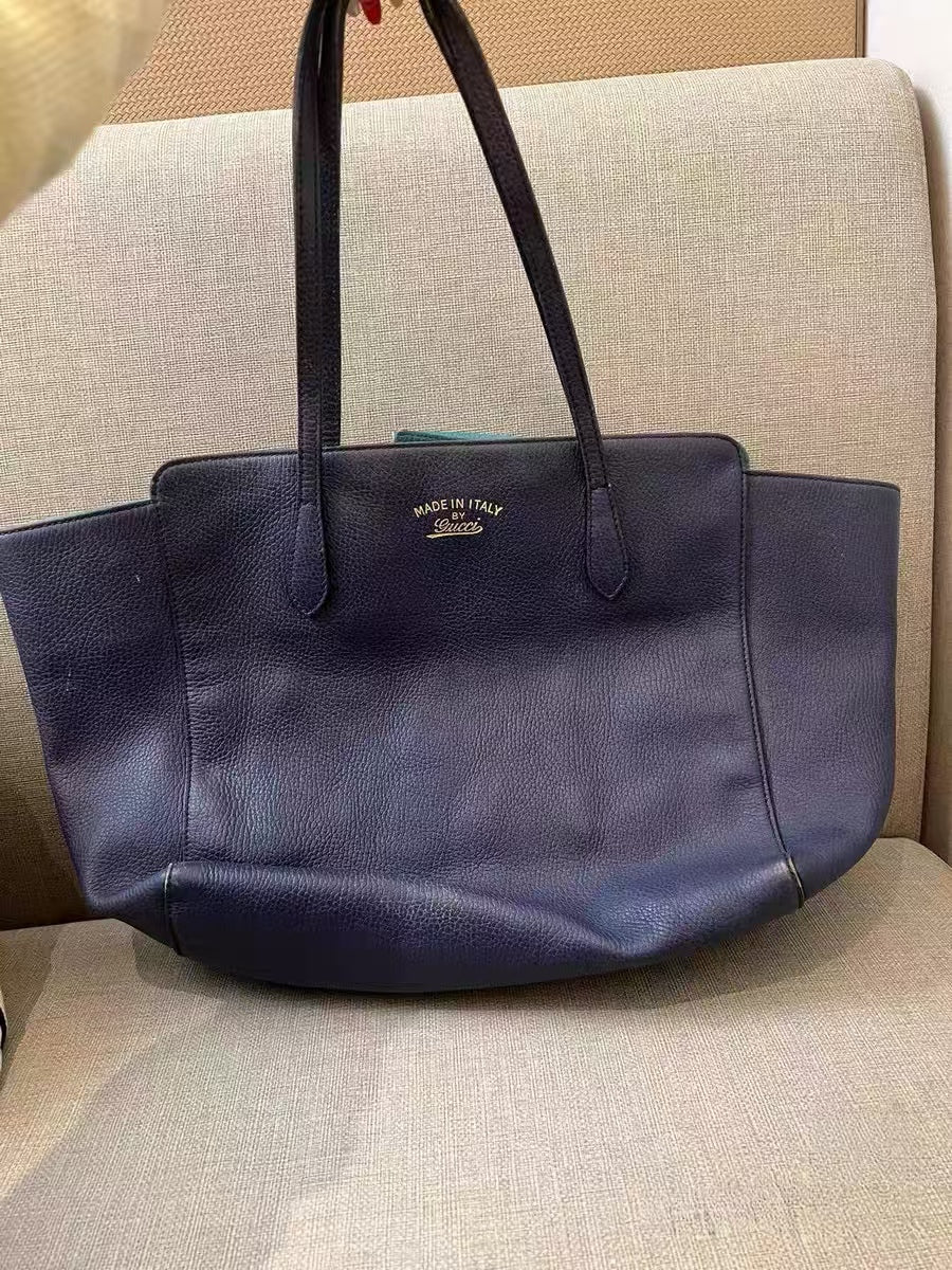 Gucci Small Swing Tote Black Leather Shoulder Bag
