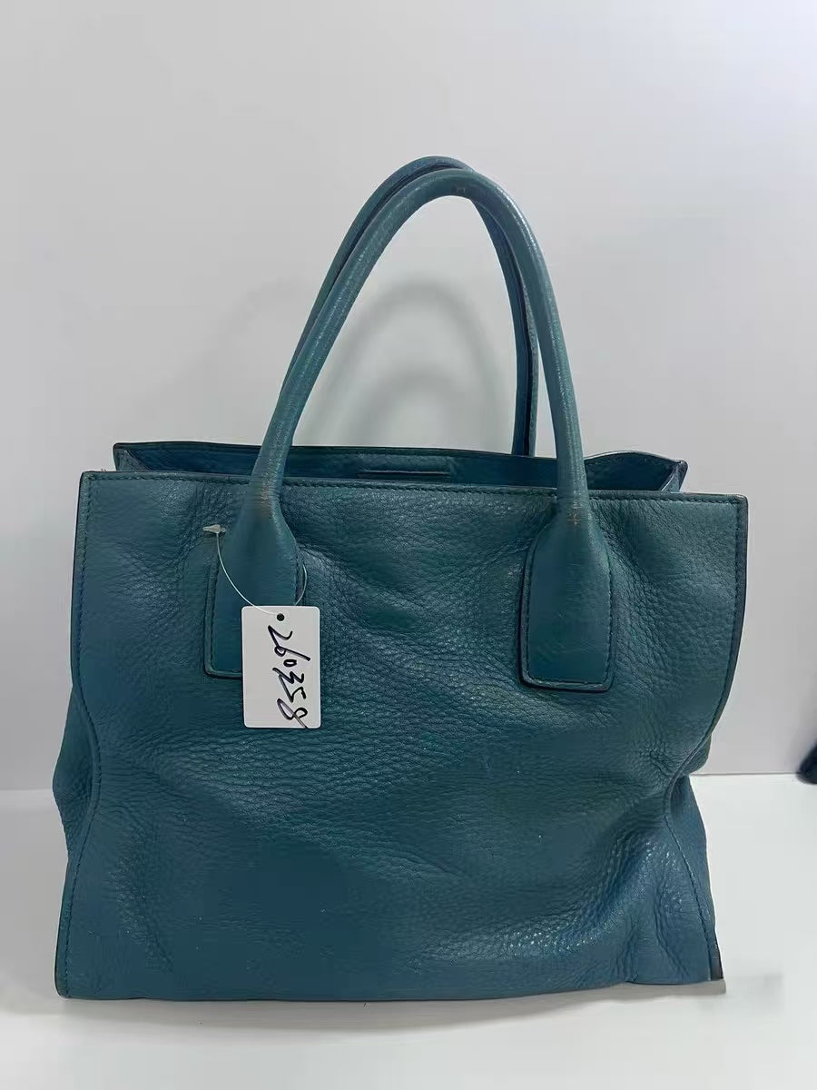 Prada Vitello Daino Green Leather Tote Bag