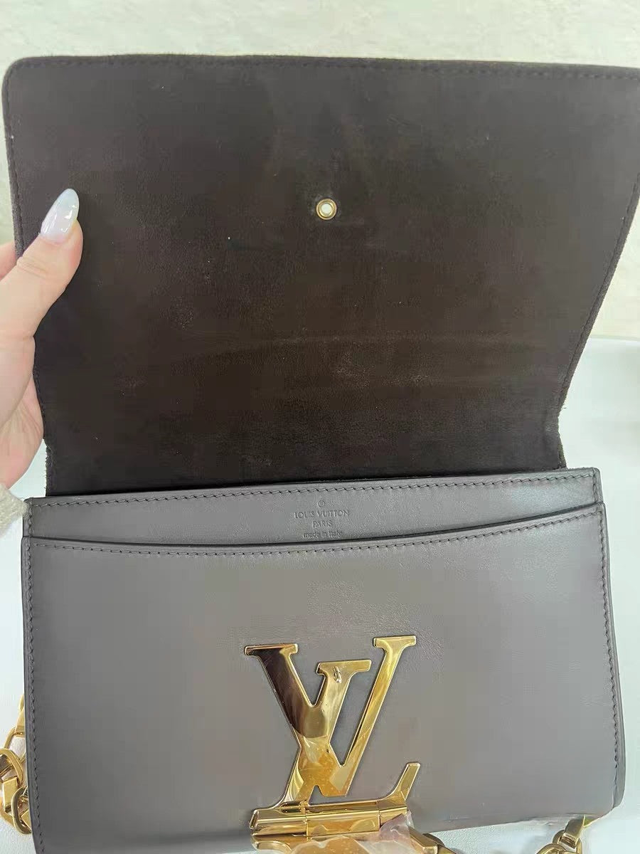 Louis Vuitton Louise GM Grey Leather Chain Bag