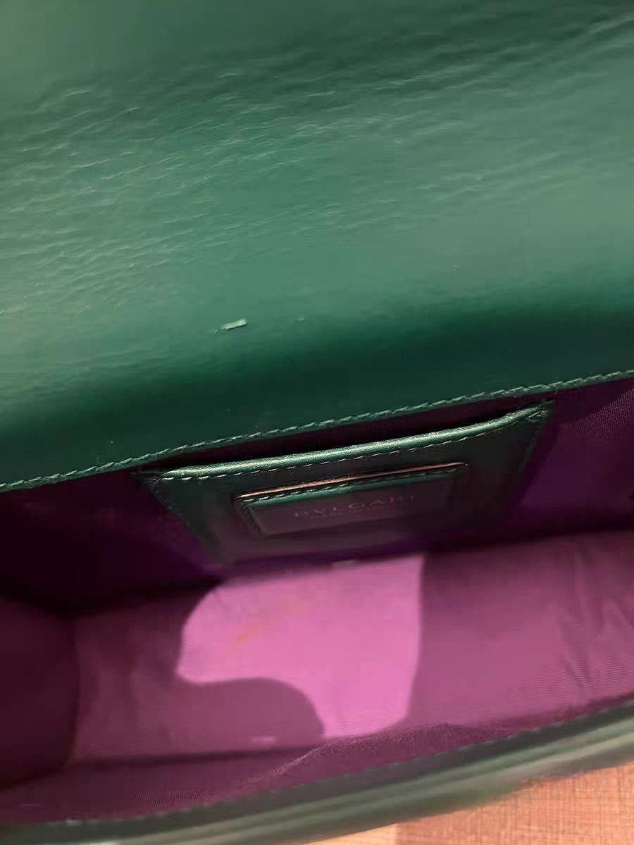 Bvlgari Serpenti Forever Emerald Green Leather Shoulder Bag