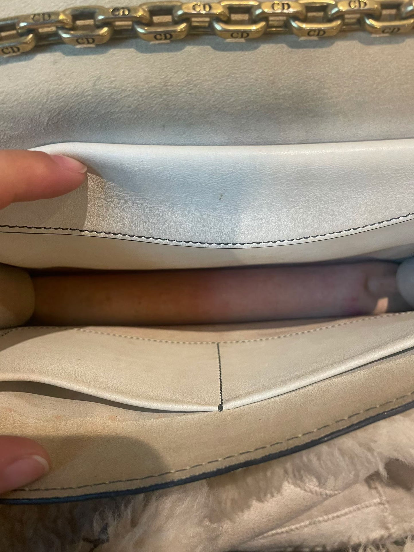 Christian Dior J'Adior White Leather Chain Bag