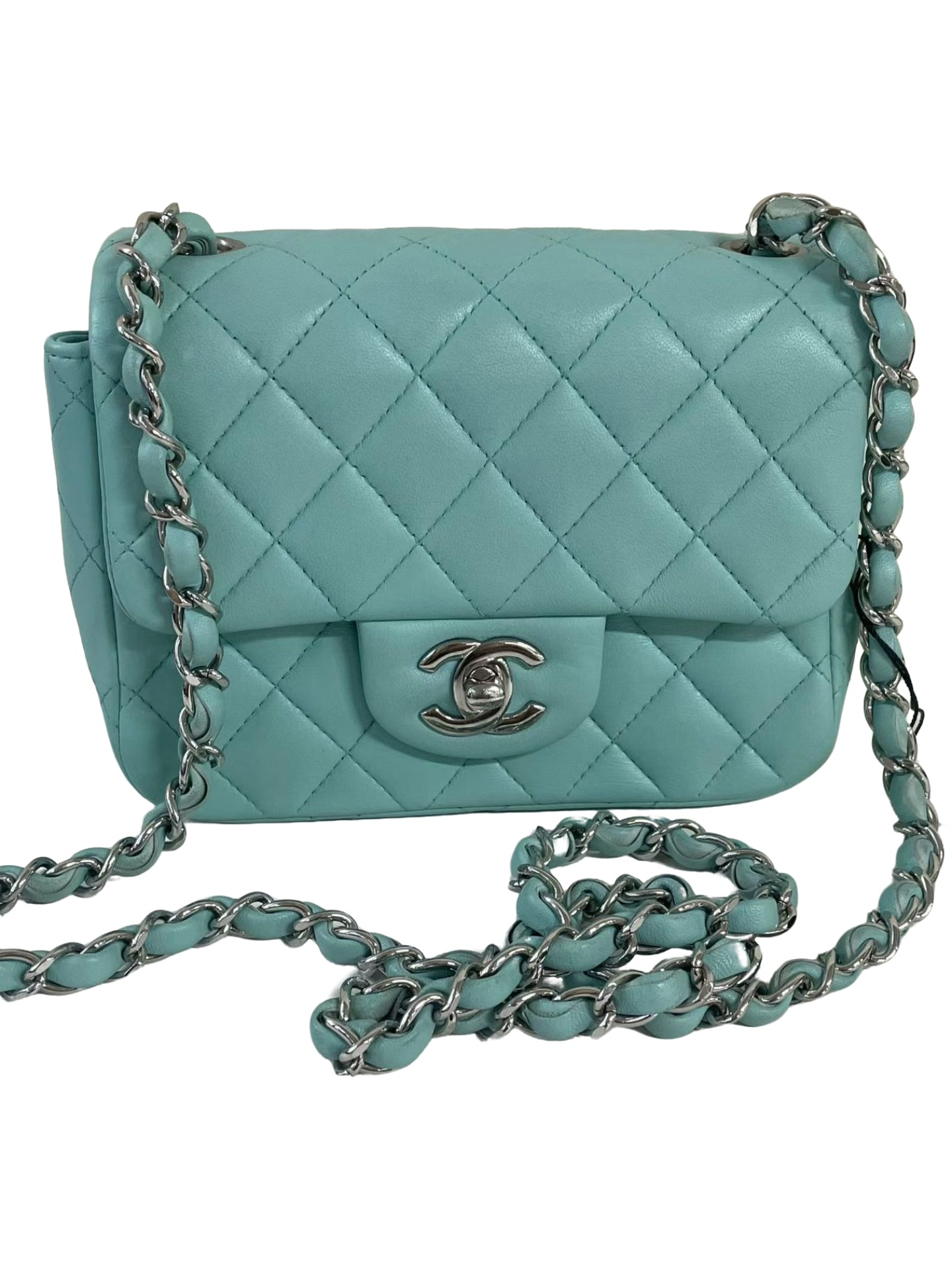 Chanel Classic Flap Mini Turquoise Lambskin Bag