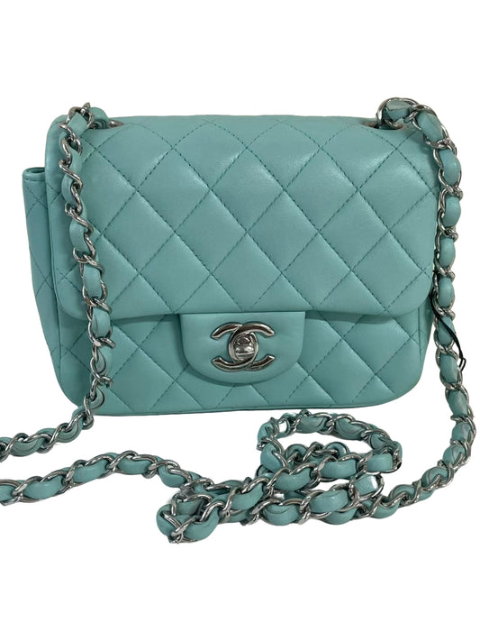 Chanel Classic Flap Mini Turquoise Lambskin Bag