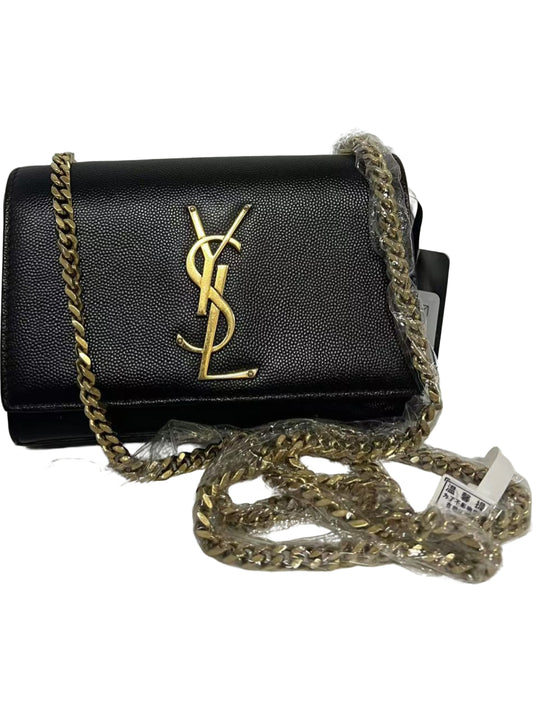 Saint Laurent (YSL) Kate Small Black Grain de Poudre Leather Chain Bag