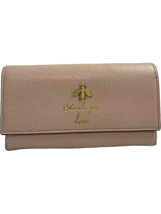 Gucci Blind for Love Blush Pink Pebbled Leather Snap Wallet