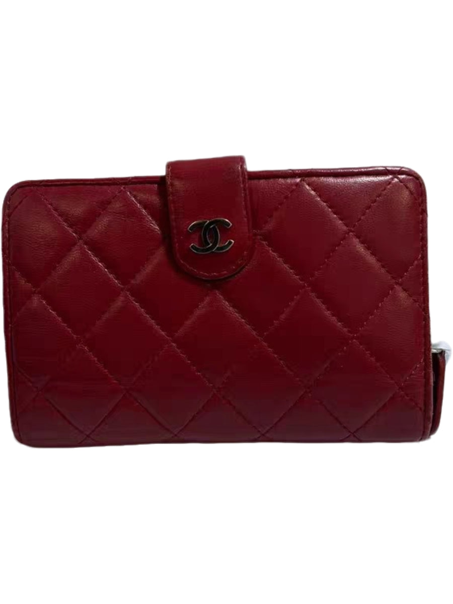 Chanel Classic Red Quilted Lambskin Long Wallet