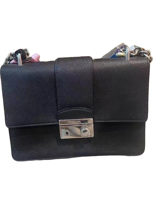 Prada Cahier Black Saffiano Leather Shoulder Bag