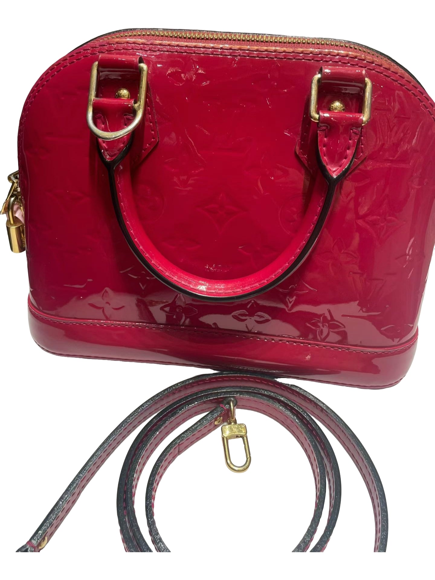 Louis Vuitton Alma BB Monogram Vernis Red Patent Leather Bag