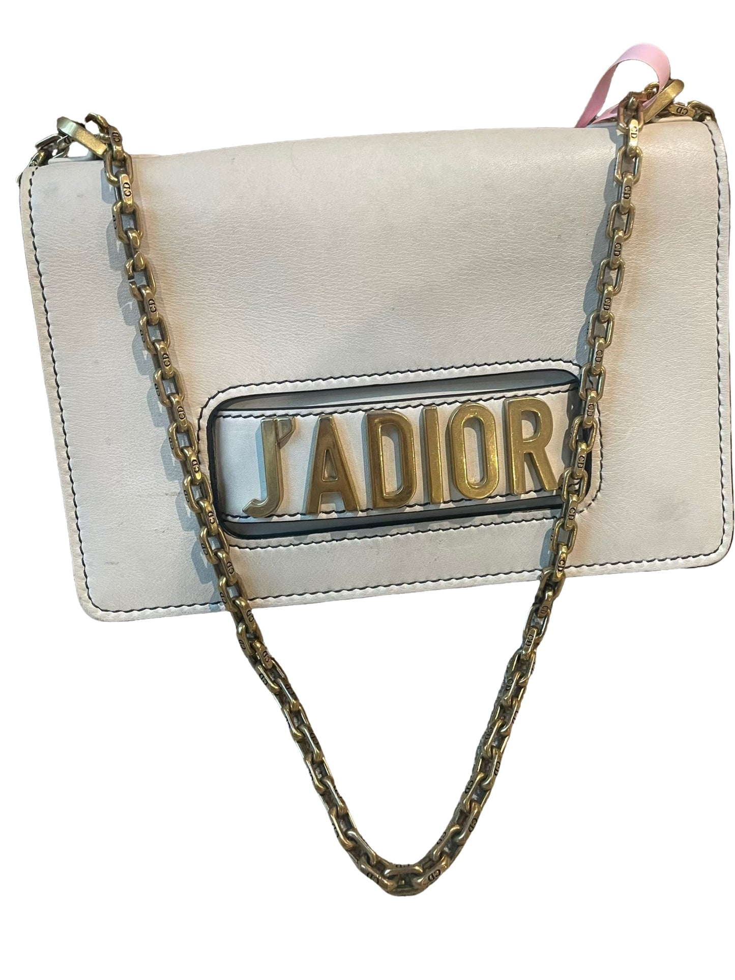 Christian Dior J'Adior White Leather Chain Bag