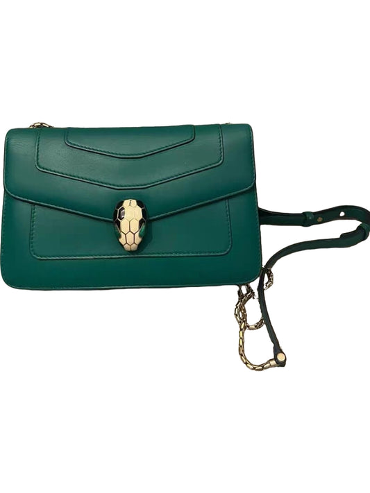 Bvlgari Serpenti Forever Emerald Green Leather Shoulder Bag