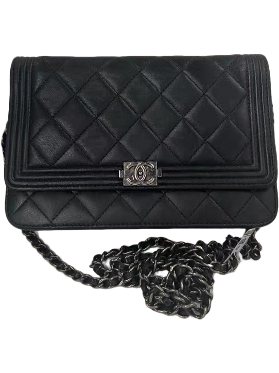 Chanel Boy Wallet on Chain (WOC) Black Quilted Lambskin Bag