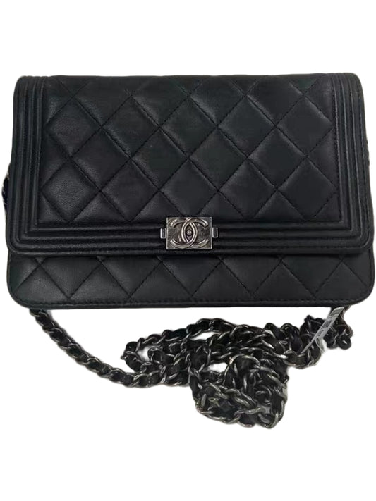 Chanel Boy Wallet on Chain (WOC) Black Quilted Lambskin Bag