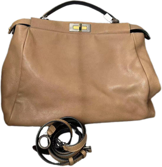 Fendi Peekaboo Medium Tan Calfskin Leather Bag
