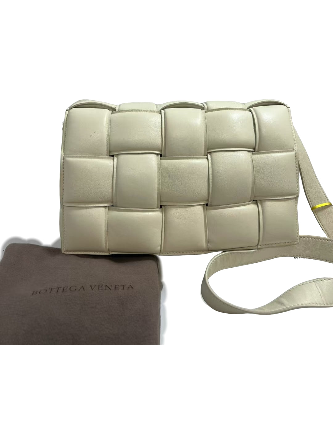 Bottega Veneta Padded Cassette Cream Intreccio Leather Crossbody Bag