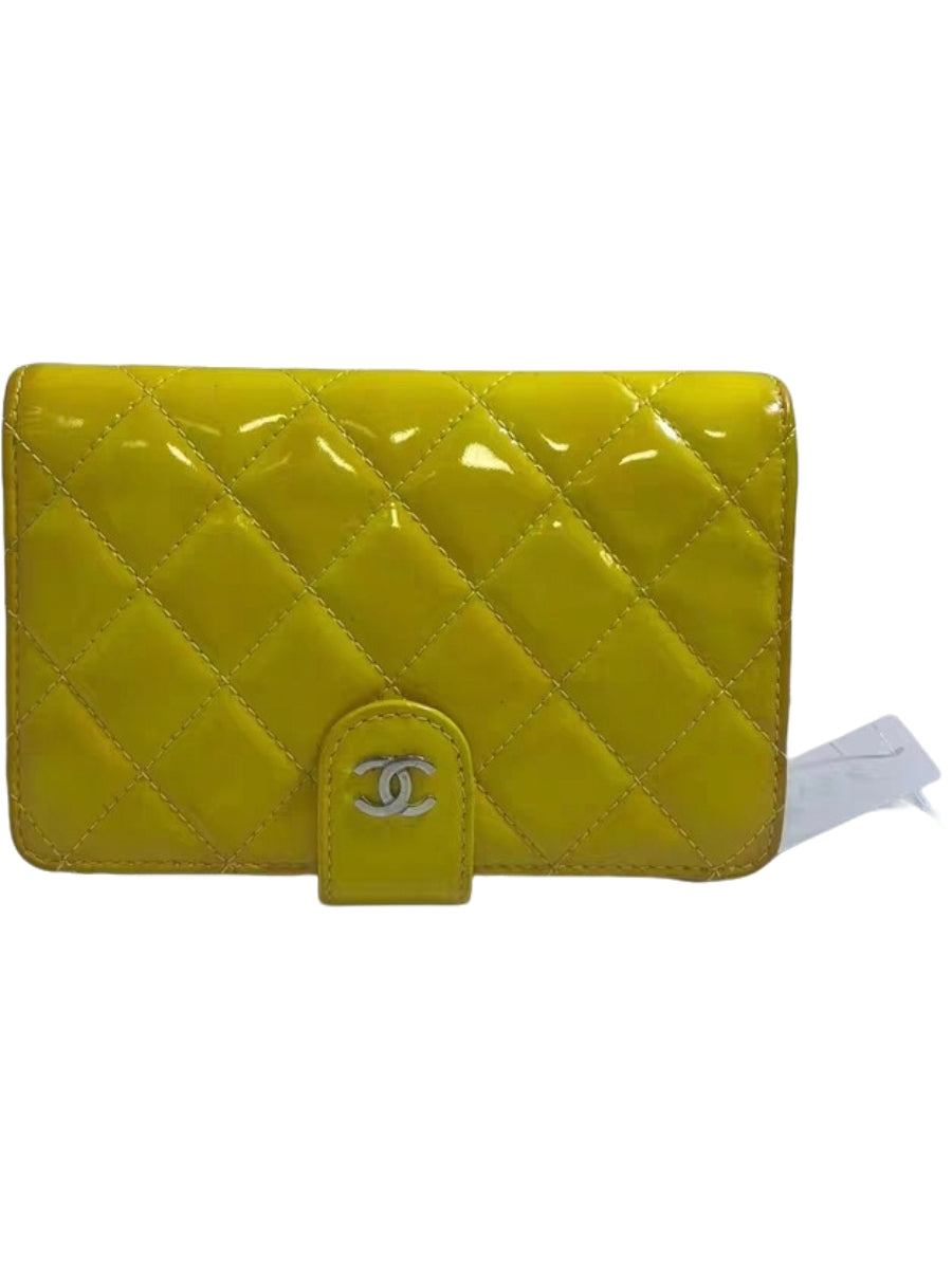 Chanel Classic Yellow Patent Leather Quilted Wallet
