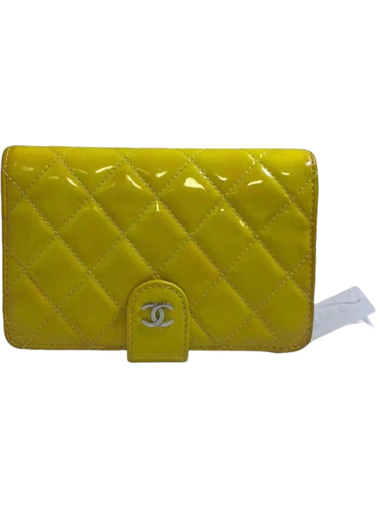 Chanel Classic Yellow Patent Leather Quilted Wallet