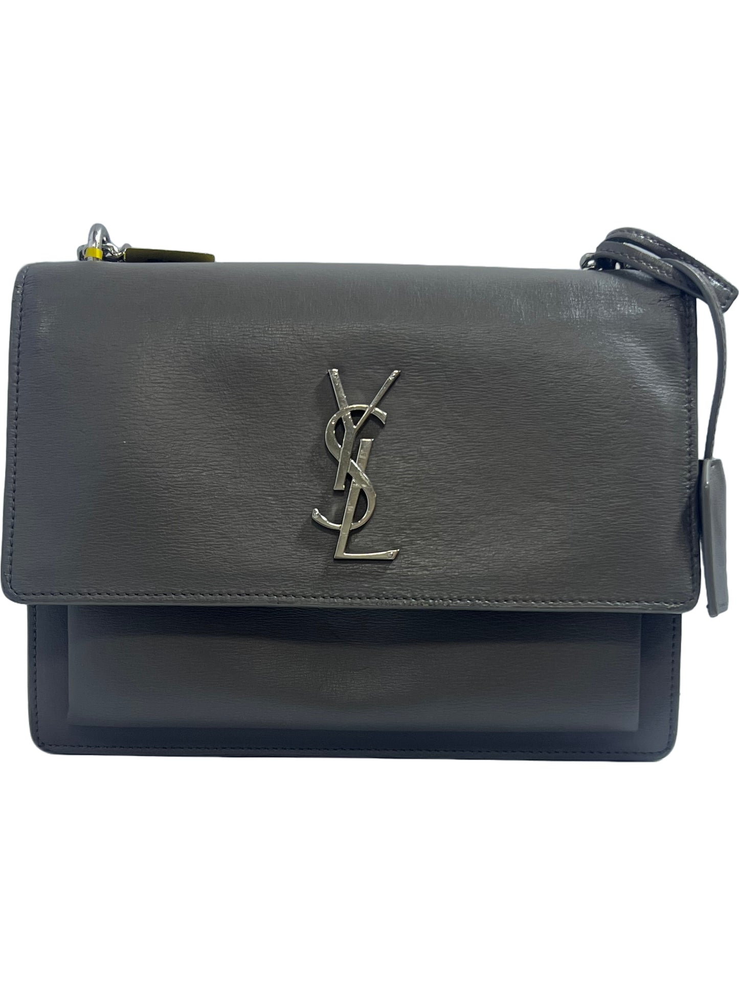 Saint Laurent Sunset Medium Grey Leather Chain Bag