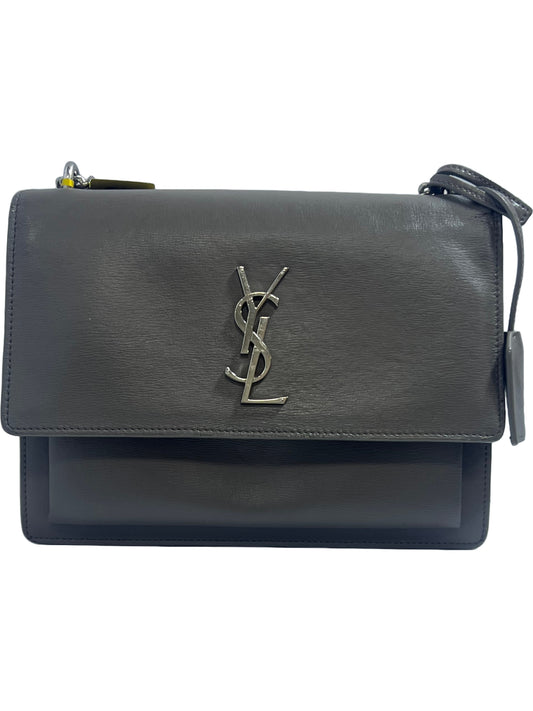 Saint Laurent Sunset Medium Grey Leather Chain Bag