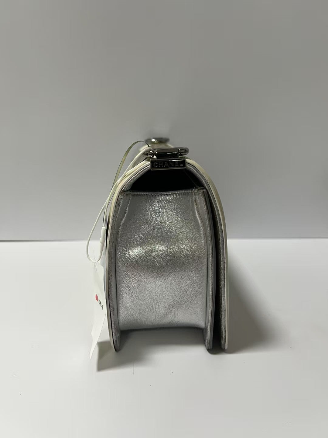 Chanel Boy Medium Gold & White Patent Leather Shoulder Bag