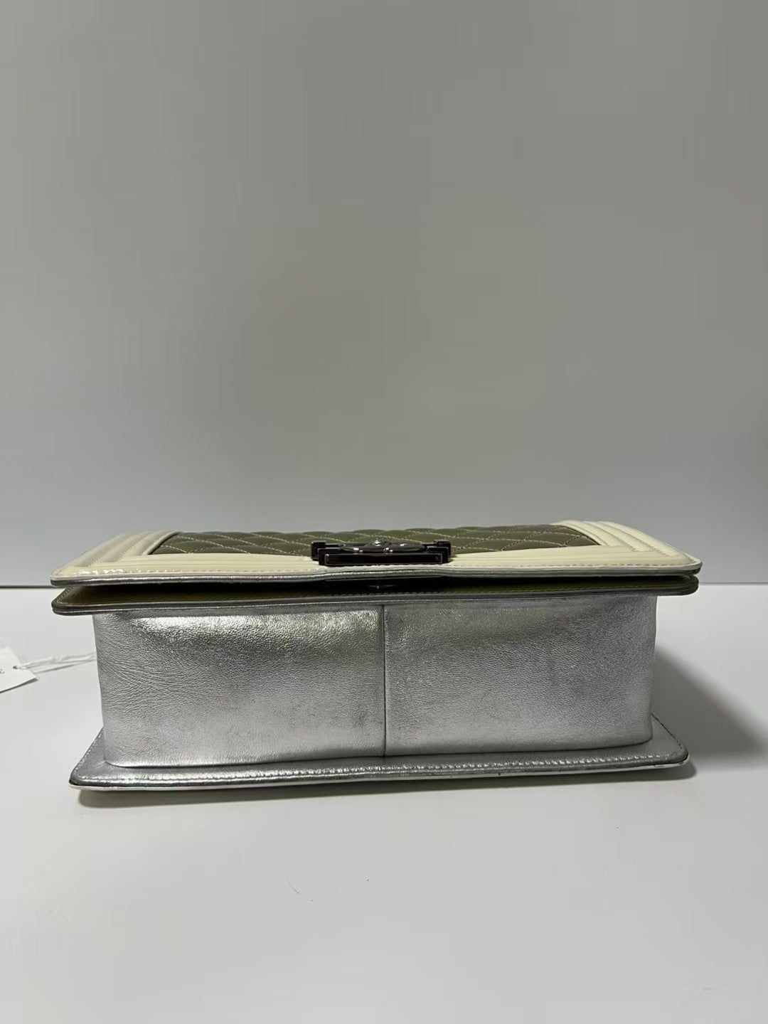 Chanel Boy Medium Gold & White Patent Leather Shoulder Bag