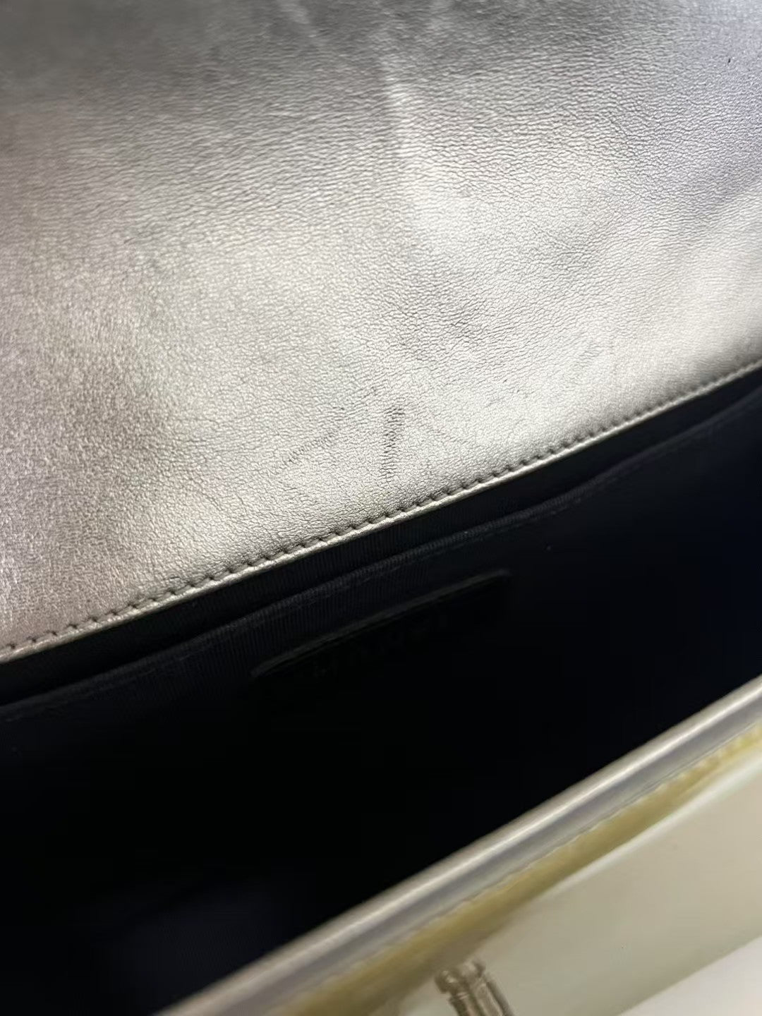 Chanel Boy Medium Gold & White Patent Leather Shoulder Bag