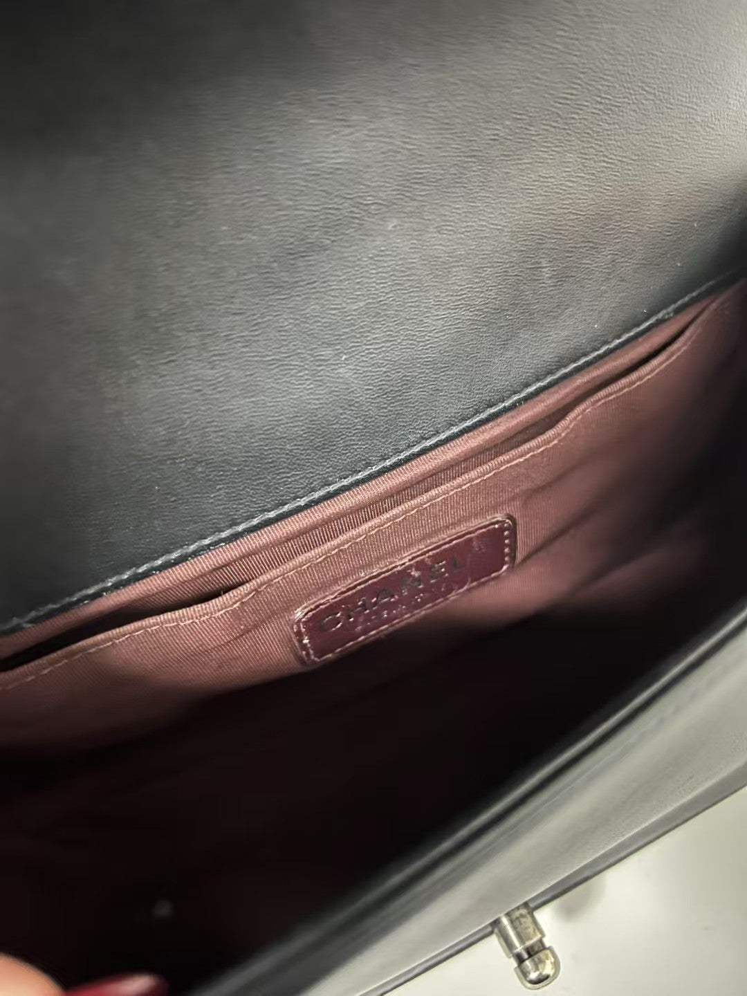 Chanel Boy Medium Black Chevron Calfskin Leather Shoulder Bag