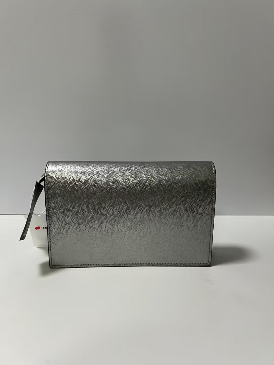 YSL Saint Laurent Kate Medium Silver Metallic Leather Tassel Chain Crossbody Bag