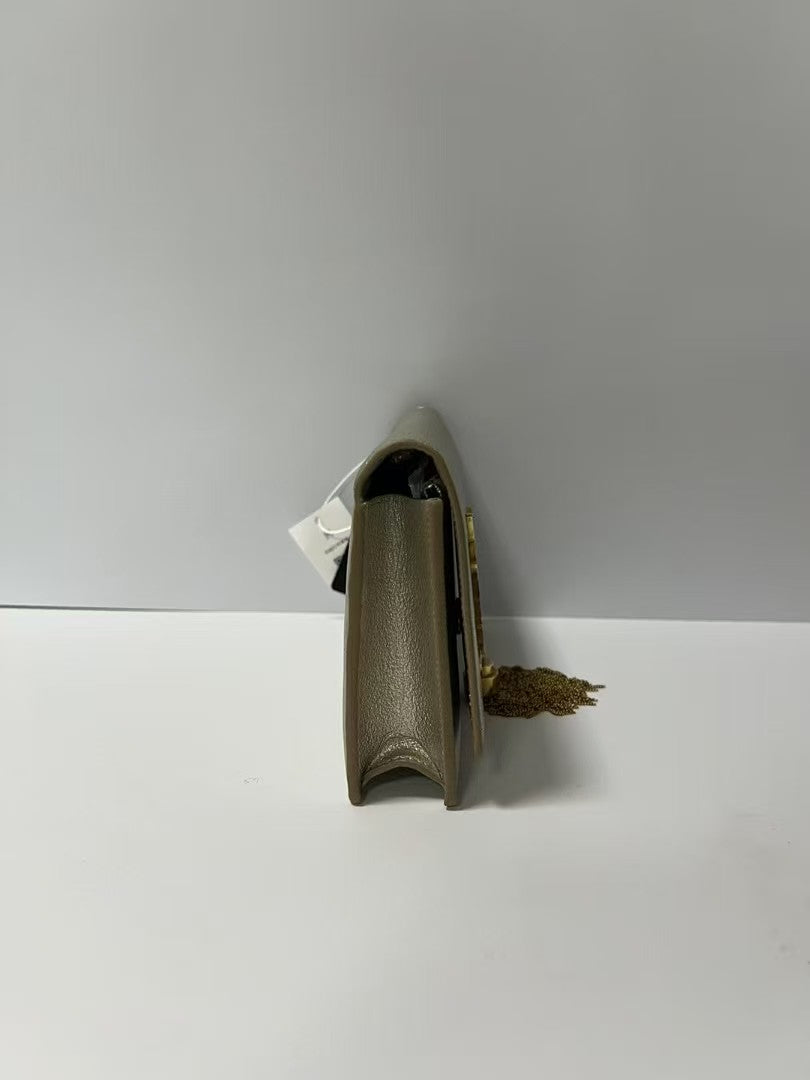 YSL Saint Laurent Kate Medium Gold Metallic Leather Tassel Chain Crossbody Bag