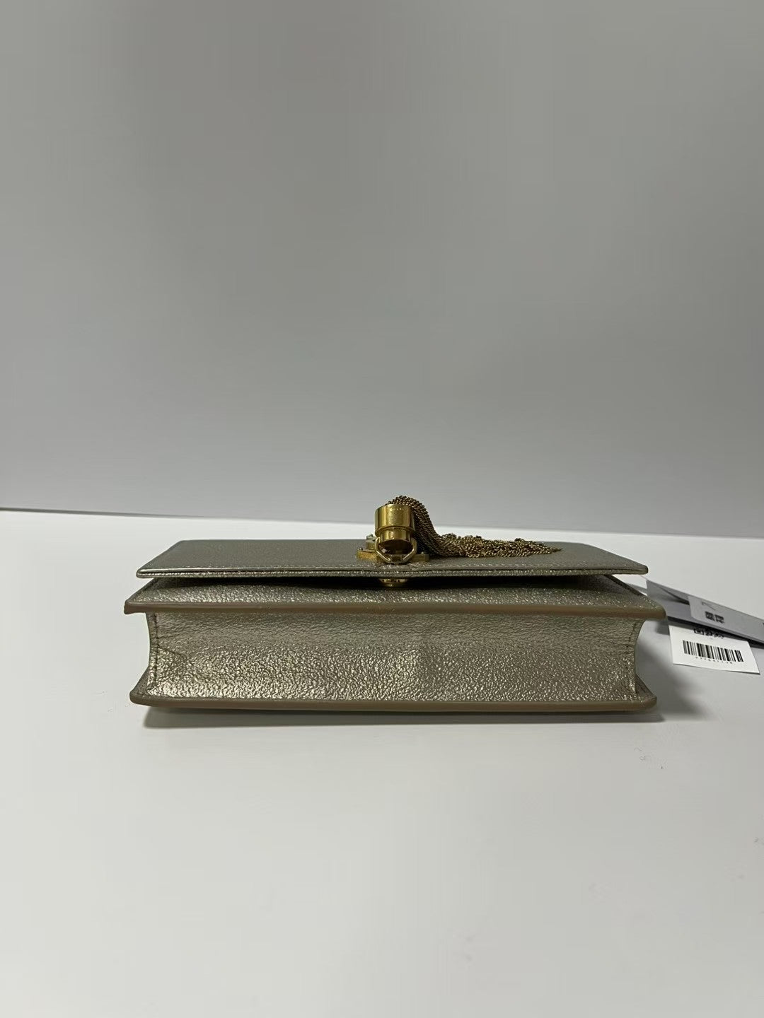 YSL Saint Laurent Kate Medium Gold Metallic Leather Tassel Chain Crossbody Bag