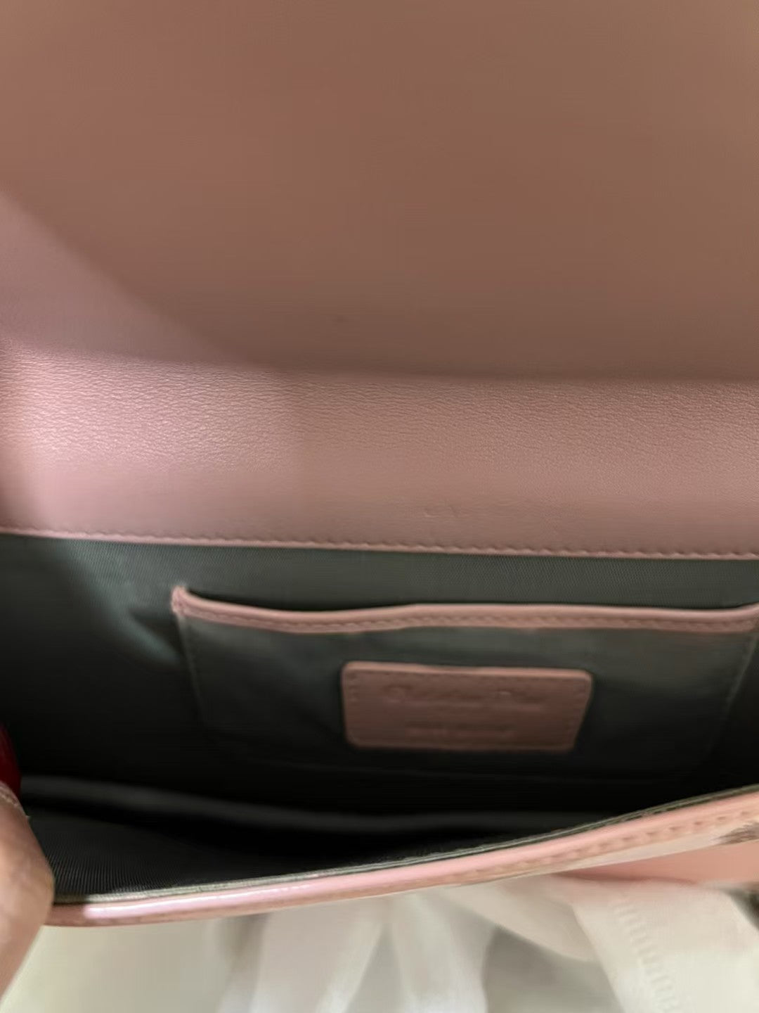 Christian Dior New Patent Cannage Leather Pink Quilted Clutch Silver Chain