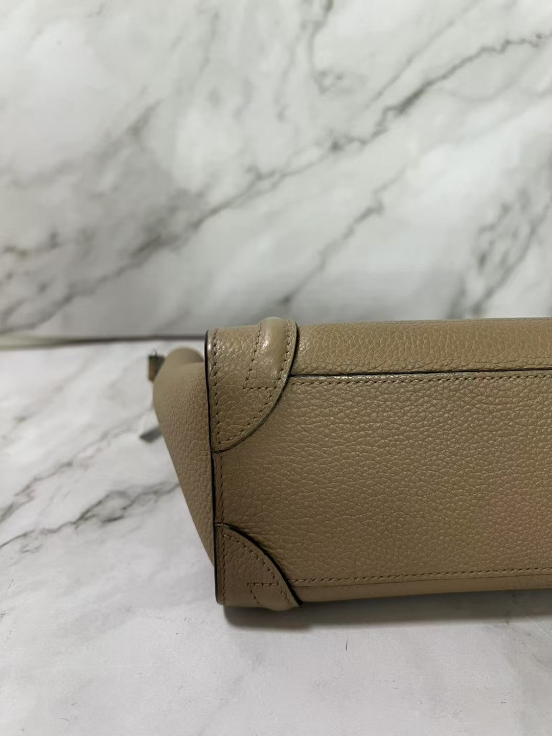 Celine Luggage Nano Dune Begie Drummed Calfskin Leather Shoulder Bag