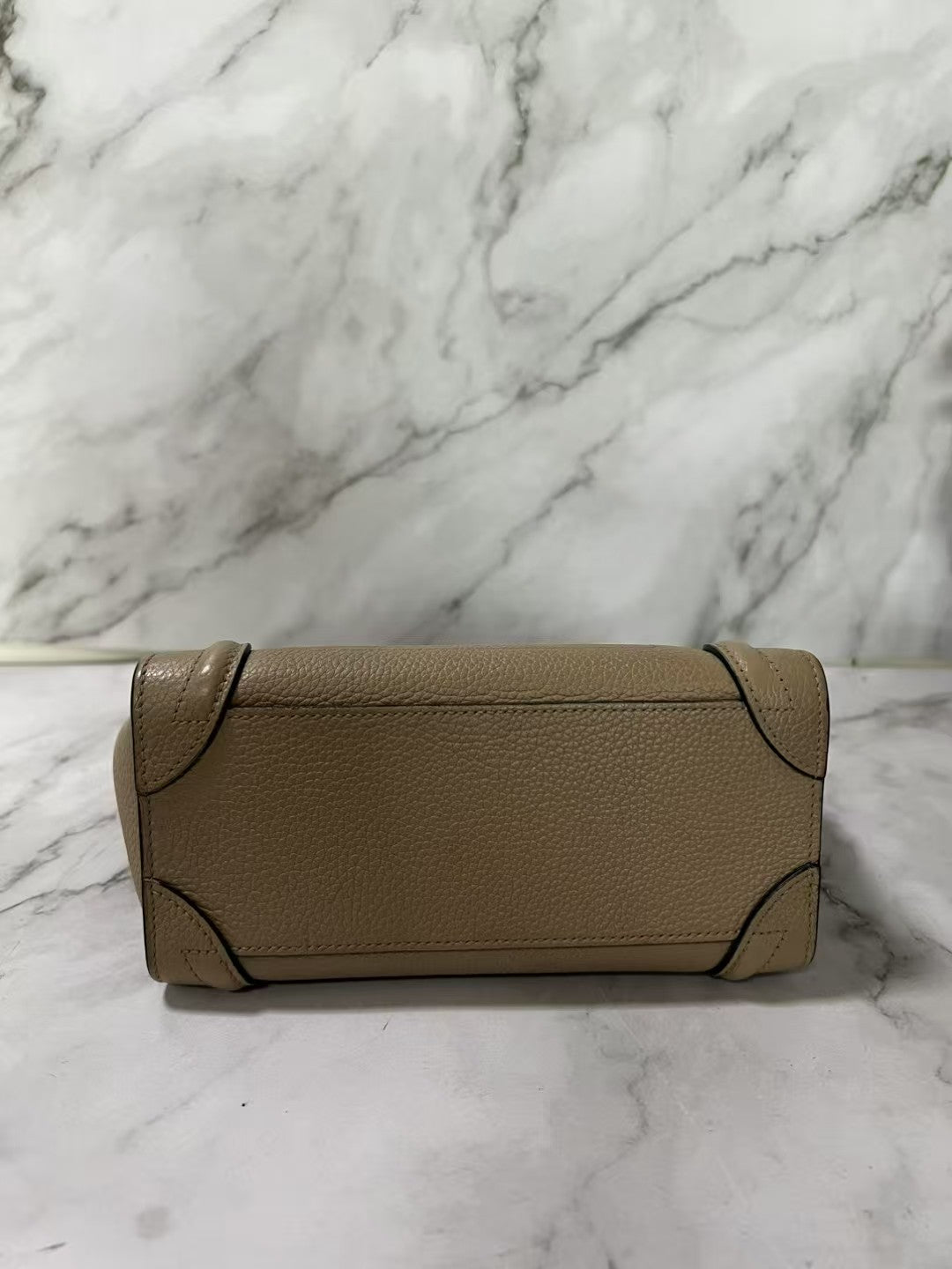 Celine Luggage Nano Dune Begie Drummed Calfskin Leather Shoulder Bag