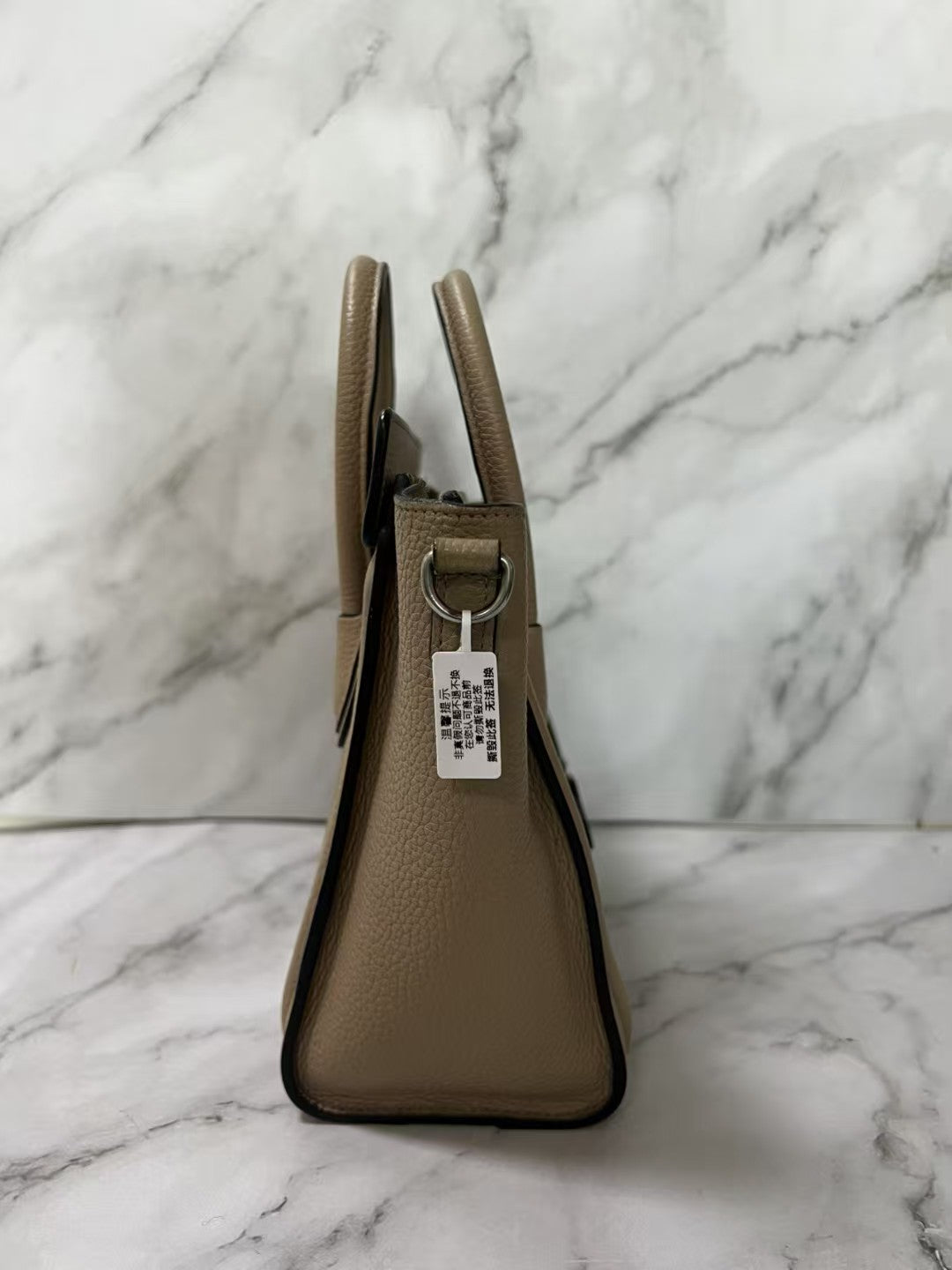 Celine Luggage Nano Dune Begie Drummed Calfskin Leather Shoulder Bag