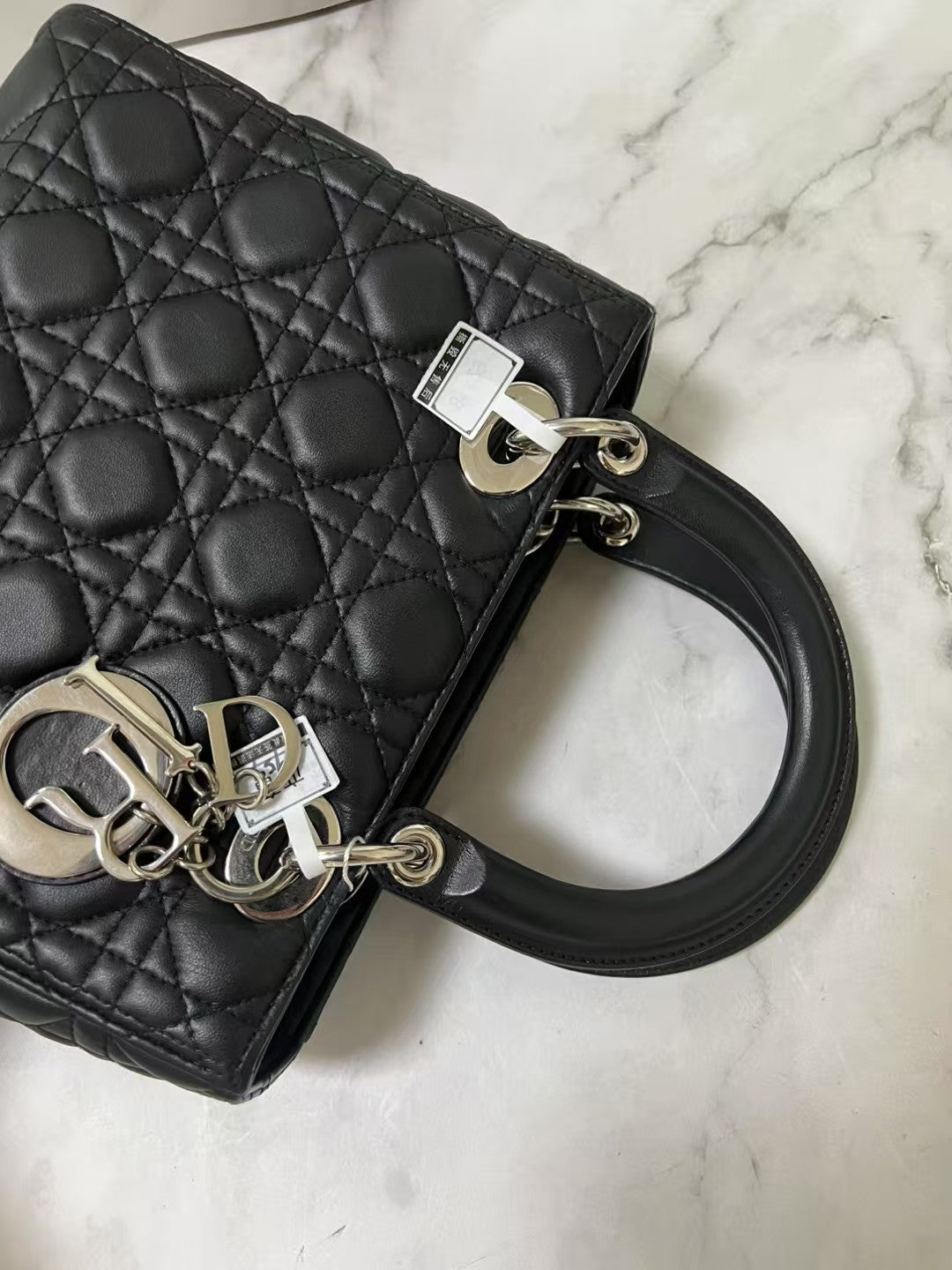 Dior Lady Dior Medium Black Cannage Lambskin Leather Handbag