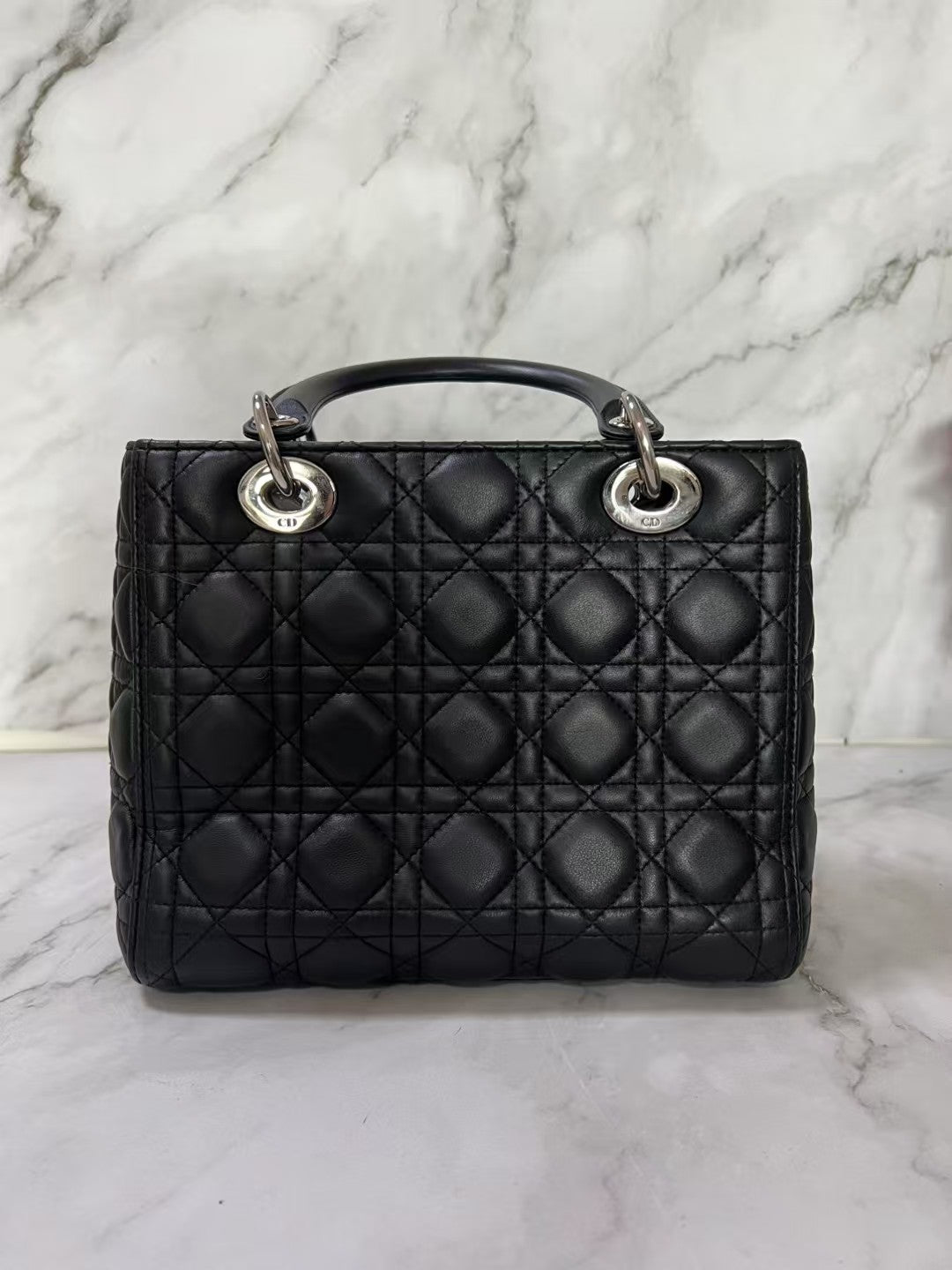 Dior Lady Dior Medium Black Cannage Lambskin Leather Handbag