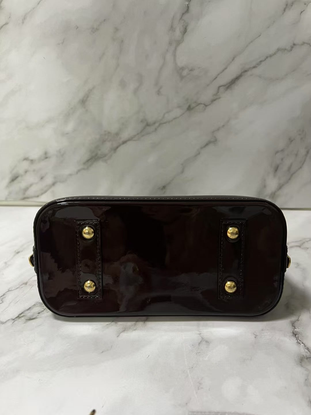 Louis Vuitton Alma BB Amarante Monogram Vernis Patent Leather Satchel Bag