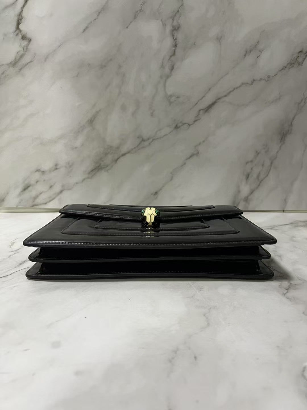 Bvlgari Serpenti Forever Black Patent Leather Shoulder Bag