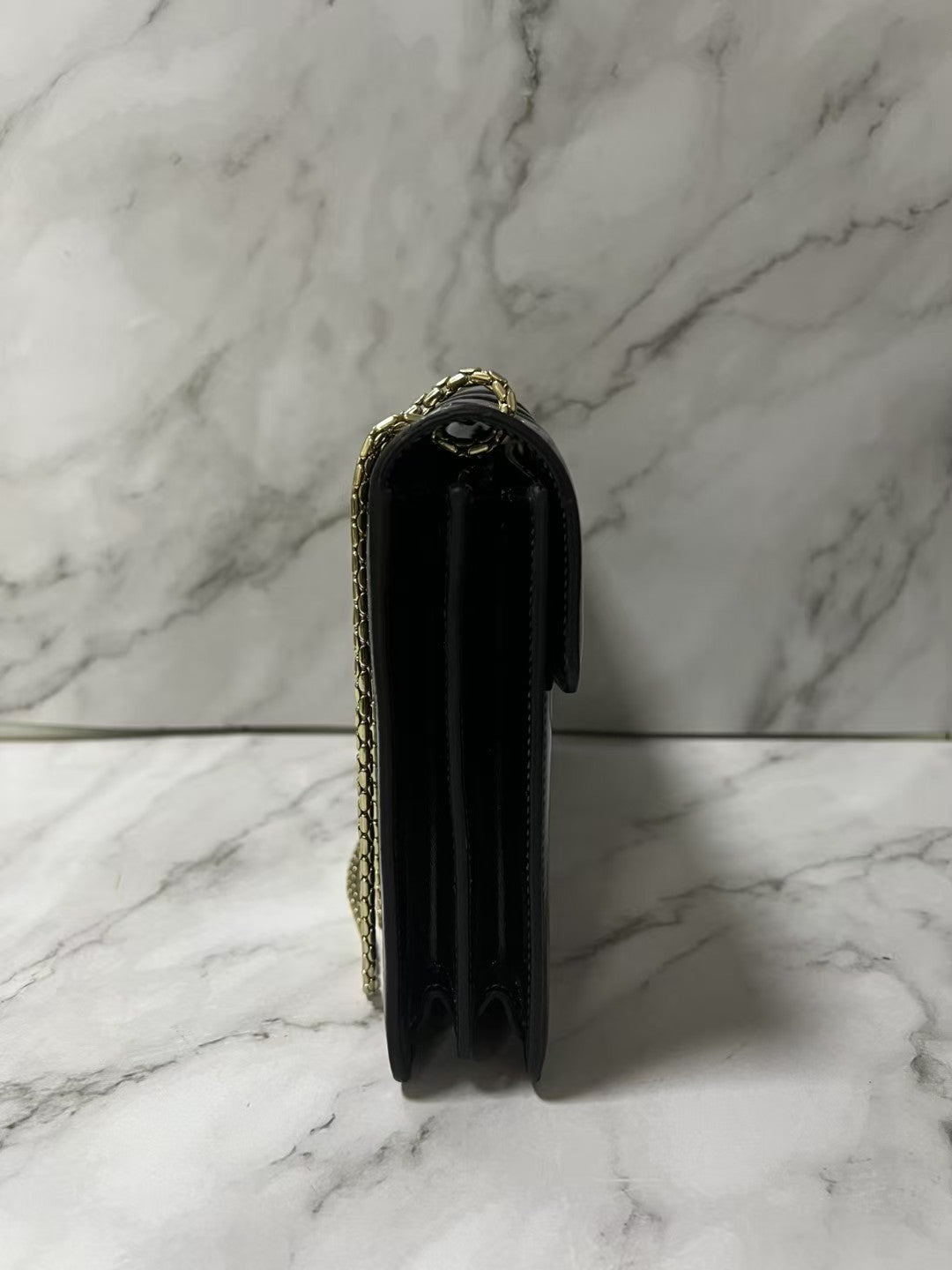 Bvlgari Serpenti Forever Black Patent Leather Shoulder Bag