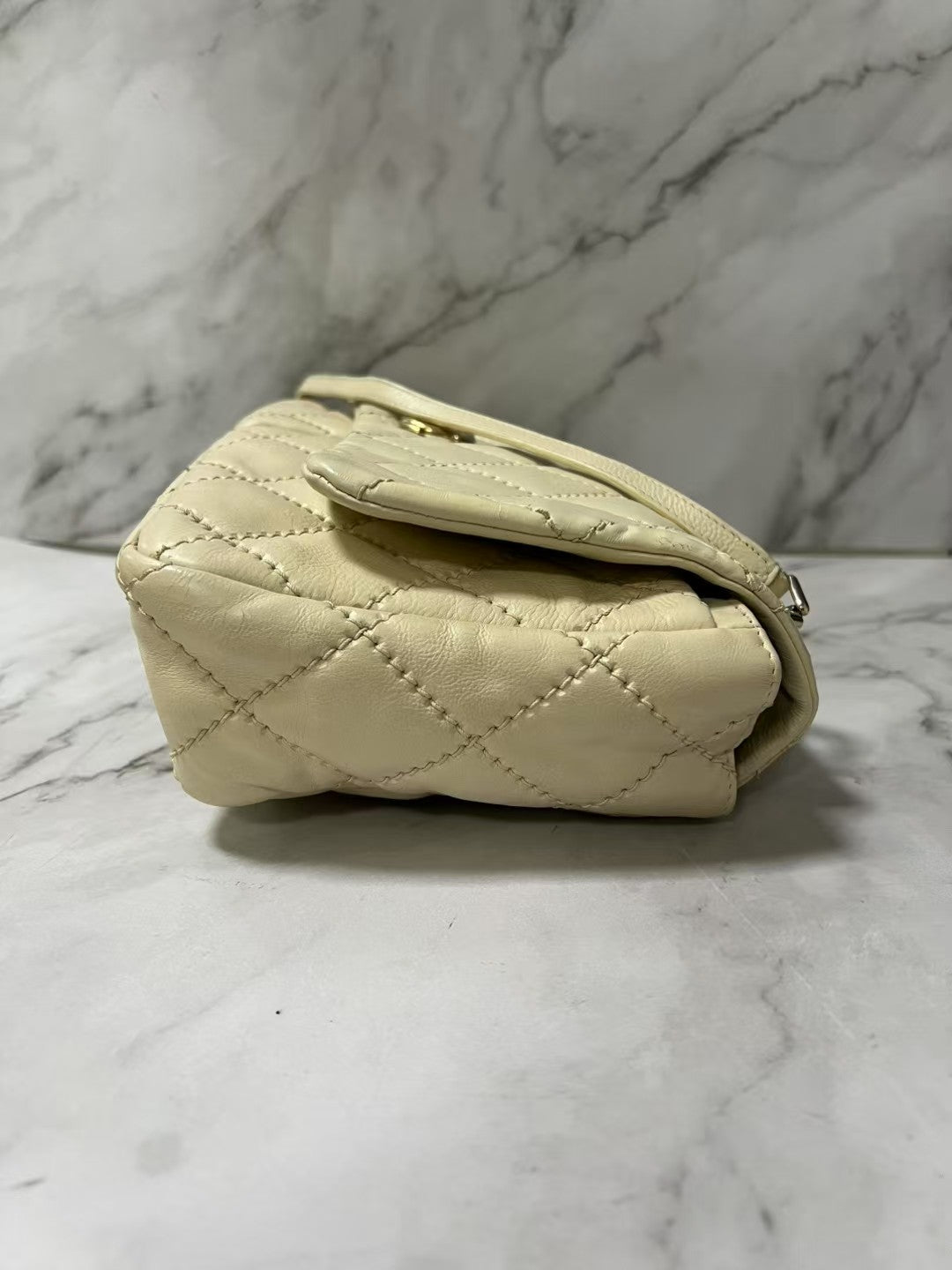 Chanel Airport Double Pocket White Quilted Calfskin Shoulder Bag