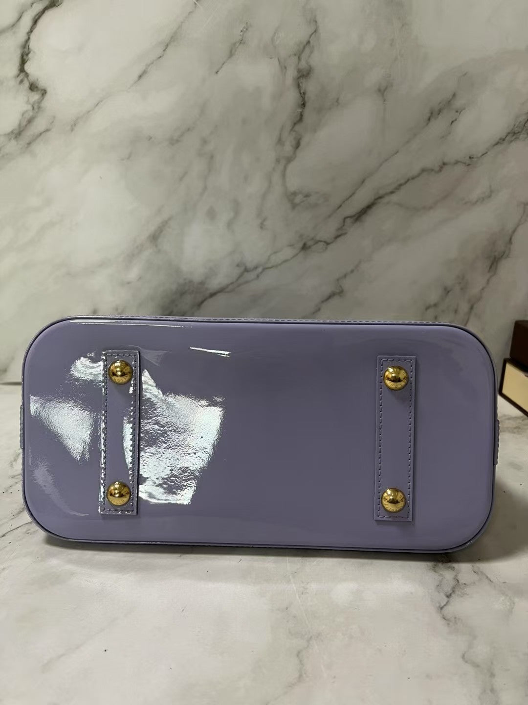 Louis Vuitton Alma PM Lilac Monogram Vernis Patent Leather Handbag